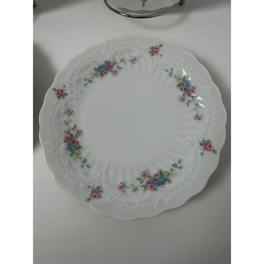 Limoges France Chastagner & Cie Bread Plates Set of 4 6.5" White Floral Rose - Picture 4 of 9